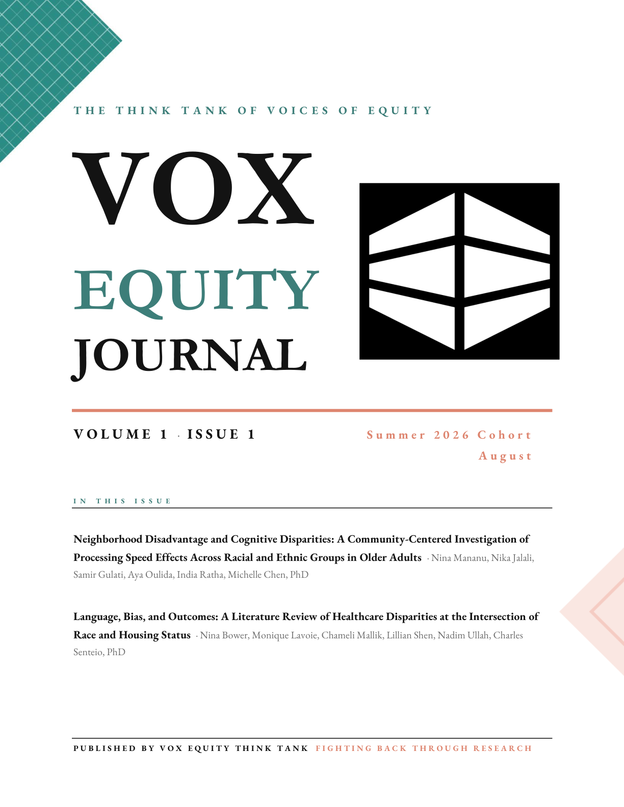 VOX Journal Vol. 1 Issue 1 cover